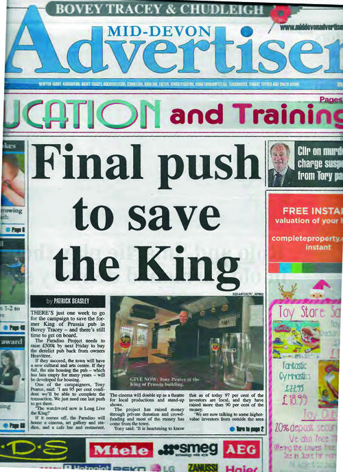 Front page on Mid-Devon Advertiser image 1